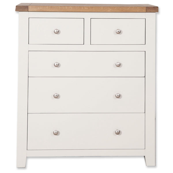 Arctic White & Oak Top - 3+2 Drawer Chest
