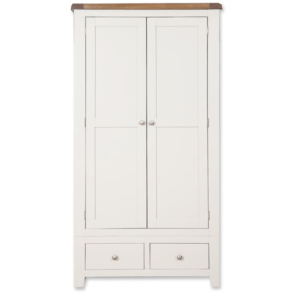 Arctic White & Oak Top - 2 Door 2 Drawer Wardrobe