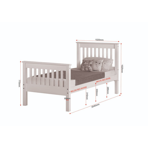 Morgan White High or Low Foot End - Single Frame Bed