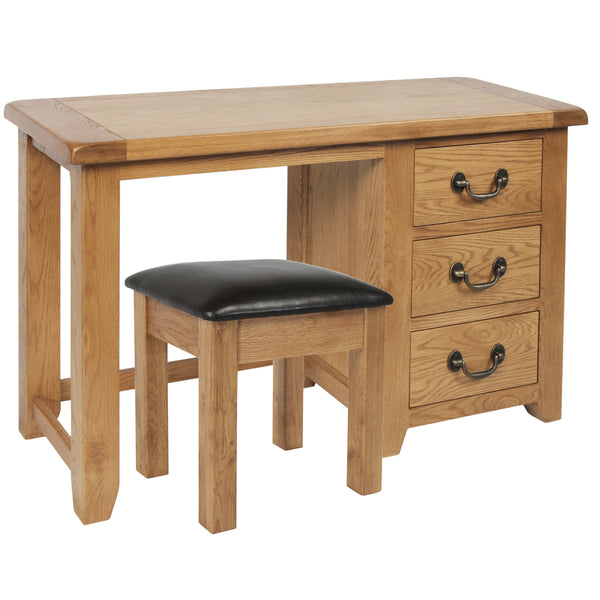 Oak 3 - Single Pedestal Dressing Table+Stool