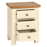 Devon Painted 3 Drawer Bedside - Ivory Open