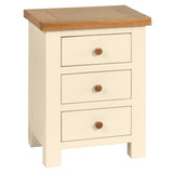 Devon Painted 3 Drawer Bedside - Ivory Wooden Knobs