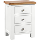 Devon Painted 3 Drawer Bedside - White