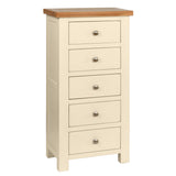 Devon Painted 5 Drawer Tall Chest - Ivory