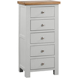 Devon Painted 5 Drawer Tall Chest - Devon Grey