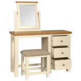 Devon Painted Dressing Table & Stool - Ivory With Mirror Open