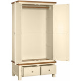 Devon Painted 2 Door Wardrobe With 2 Drawers - Ivory Open