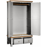 Devon Painted 2 Door Wardrobe With 2 Drawers - Devon Grey Open