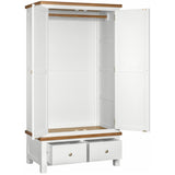 Devon Painted 2 Door Wardrobe With 2 Drawers - White Open