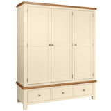 Devon Painted 3 Door Wardrobe With 3 Drawers - Ivory