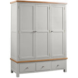 Devon Painted 3 Door Wardrobe With 3 Drawers - Devon Grey