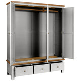 Devon Painted 3 Door Wardrobe With 3 Drawers - Devon Grey Open