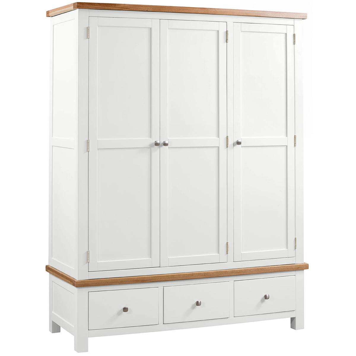 Devon Painted 3 Door Wardrobe With 3 Drawers - White