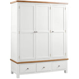 Devon Painted 3 Door Wardrobe With 3 Drawers - White