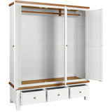 Devon Painted 3 Door Wardrobe With 3 Drawers - White Open