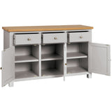 Devon Painted 3 Door 3 Drawer Sideboard - Devon Grey Open