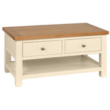 Devon Painted Coffee Table With 2 Drawers - Ivory