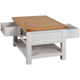 Devon Painted Coffee Table With 2 Drawers - Devon Grey Open Side