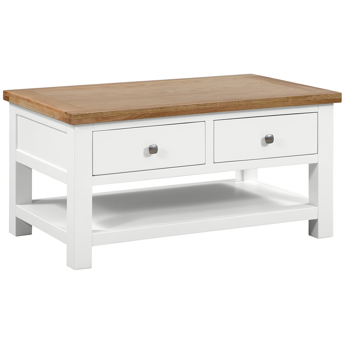 Devon Painted Coffee Table With 2 Drawers - White