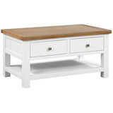 Devon Painted Coffee Table With 2 Drawers - White