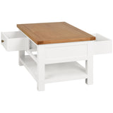 Devon Painted Coffee Table With 2 Drawers - White Open Side