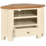 Devon Painted Corner TV Unit - Ivory Open