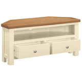 Devon Painted Large Corner TV Unit - Ivory Open