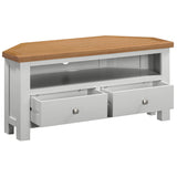 Devon Painted Large Corner TV Unit - Devon Grey Open