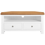Devon Painted Large Corner TV Unit - White Front
