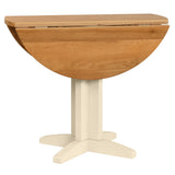 Devon Painted Round Drop Leaf Dining Table - Ivory Closed