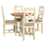 Devon Painted Round Drop Leaf Dining Table - Ivory With Chairs