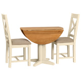 Devon Painted Round Drop Leaf Dining Table - Ivory With Chairs 2