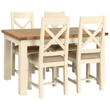 Devon Painted Medium Extending Dining Table 132-198cm - Ivory With Chairs