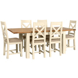 Devon Painted Medium Extending Dining Table 132-198cm - Ivory With Chairs 2