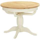 Devon Painted Round Extending Pedestal Dining Table 100-135cm - Ivory Closed