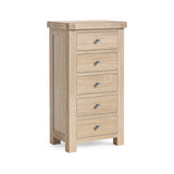 Newborough White Wash Oak - 5 Drawer Tallboy