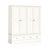 Beamhurst Painted - 4 Door 2 Drawer Wardrobe - Coconut Milk