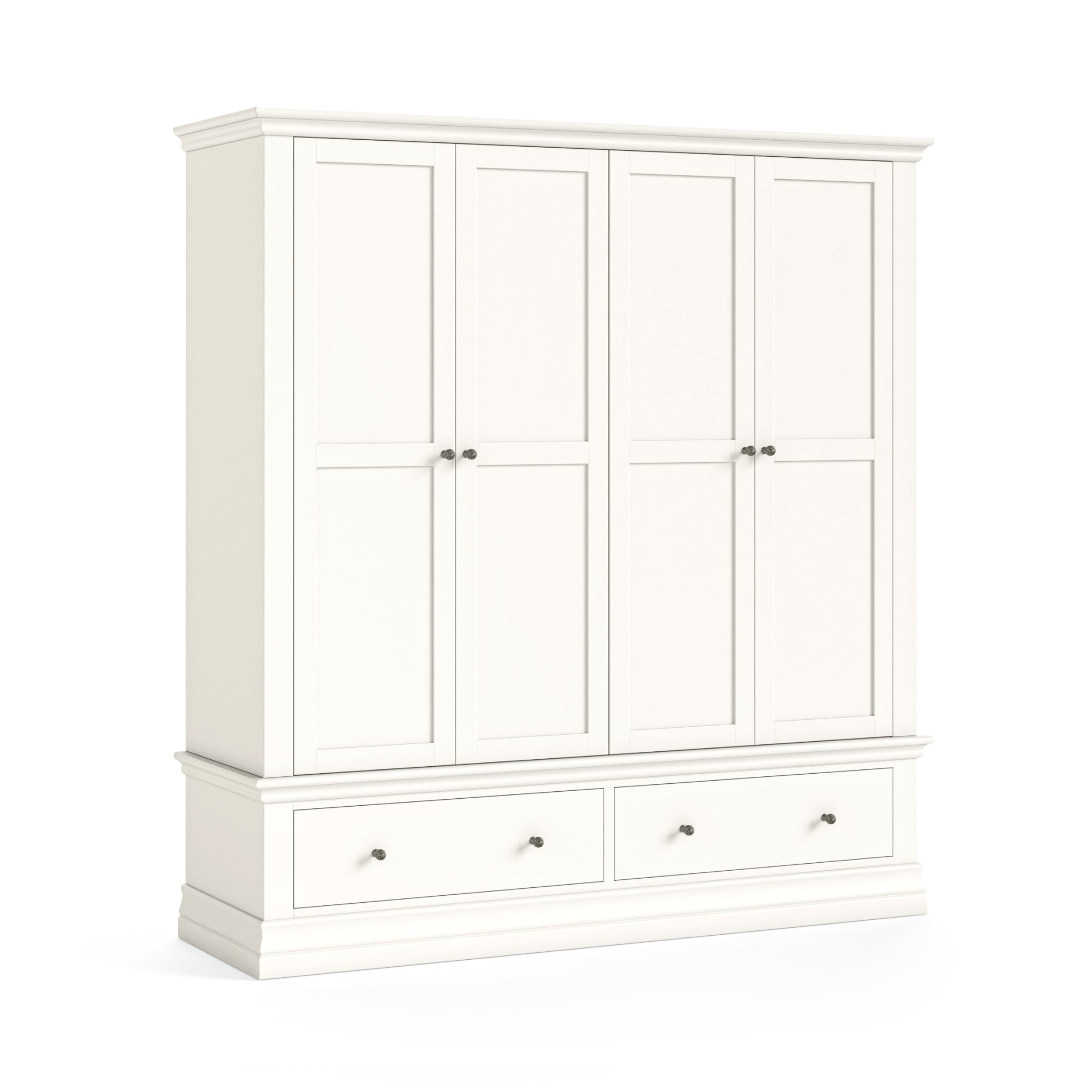 Beamhurst Painted - 4 Door 2 Drawer Wardrobe - Coconut Milk