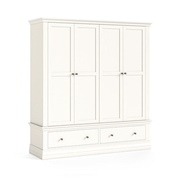Beamhurst Painted - 4 Door 2 Drawer Wardrobe - Coconut Milk