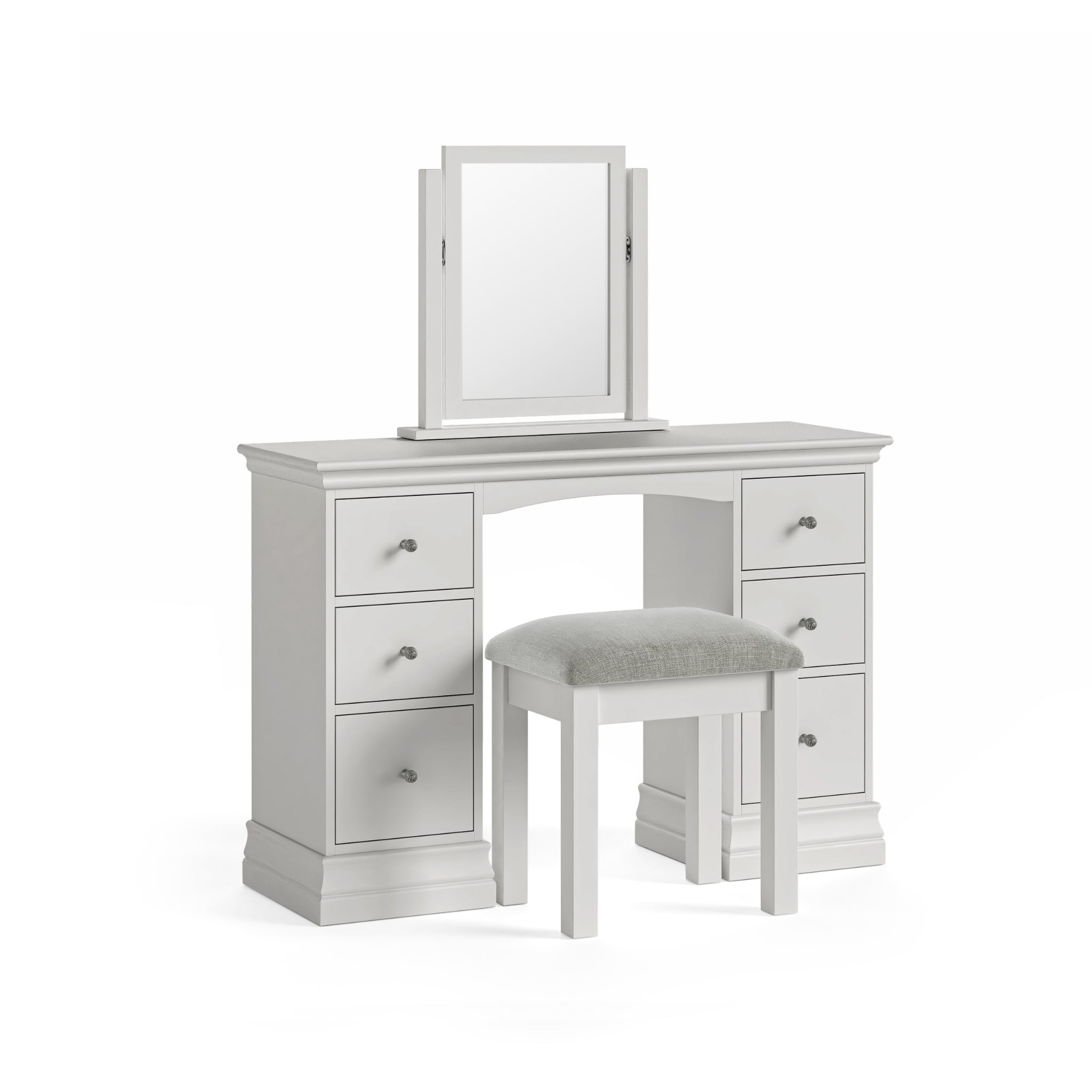 Beamhurst Painted - Double Pedestal Dressing Table - Light Grey