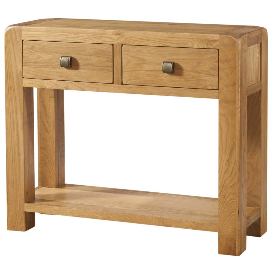 Aston Oak - Large Console 2 Drawer And Shelf