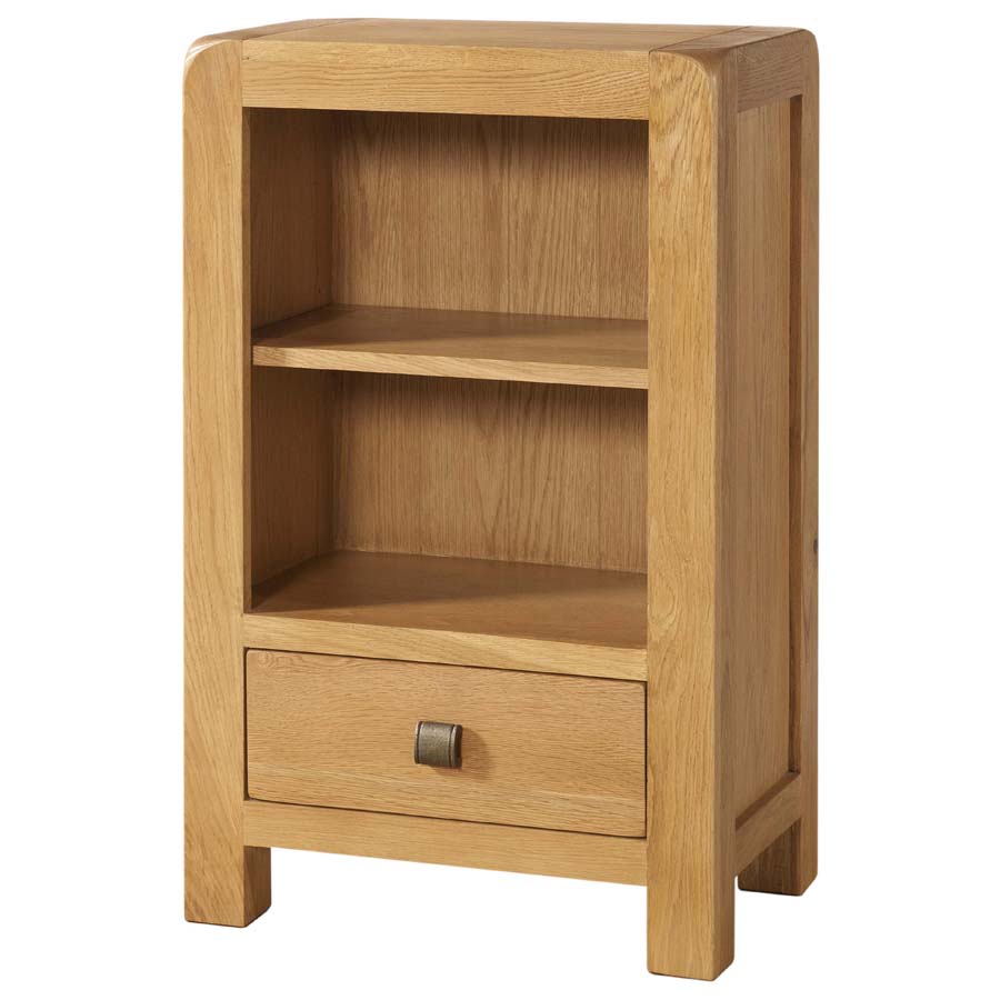 Aston Oak - Low Bookcase With Drawer