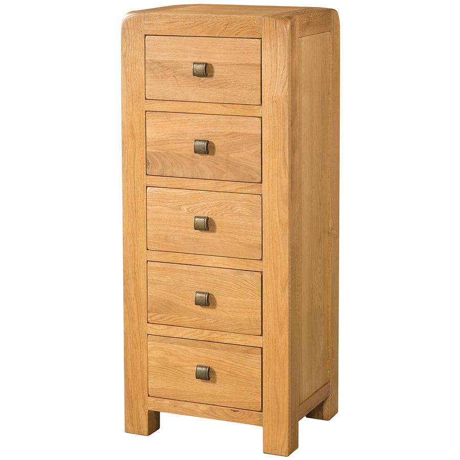 Oak 6 - 5 Drawer Tall Chest