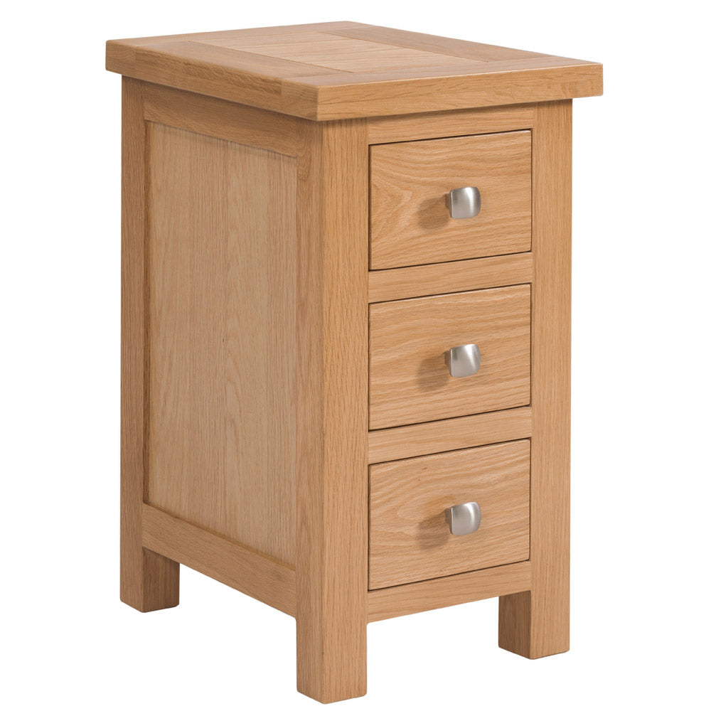 Devon Light Oak - Compact 3 Drawer Bedside