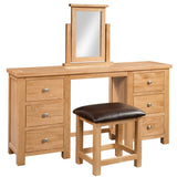 Devon Light Oak - Double Pedestal Dressing Table + Stool