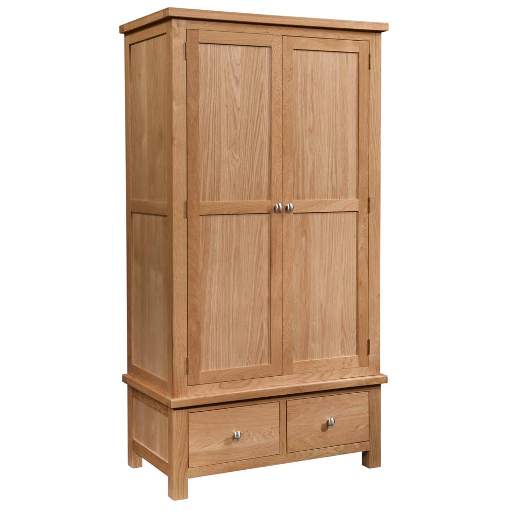 Devon Light Oak - Gents Wardrobe With 2 Drawers