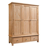 Devon Light Oak - Triple Wardrobe With 3 Drawers