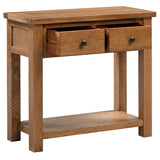 Oak 7 - 2 Drawer Console Table