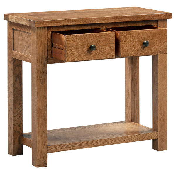 Oak 7 - 2 Drawer Console Table