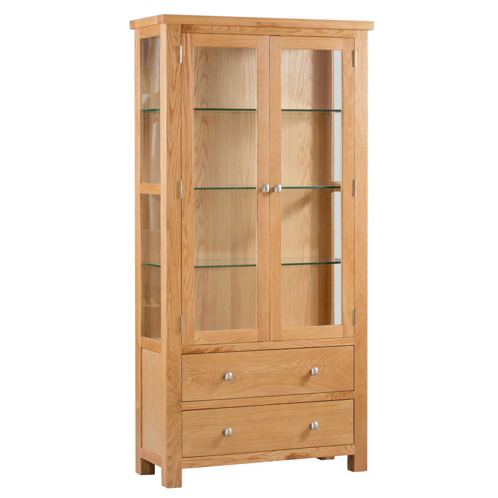 Devon Light Oak - Display Cabinet With Glass Doors